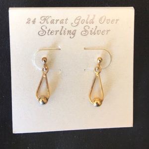 24 Karat Gold Over Sterling Silver Earrings